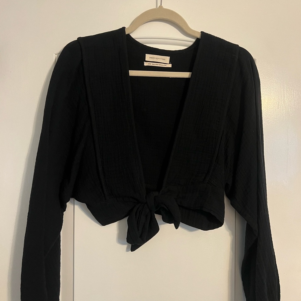 Urban Outfitters Black Tie-Front Blouse